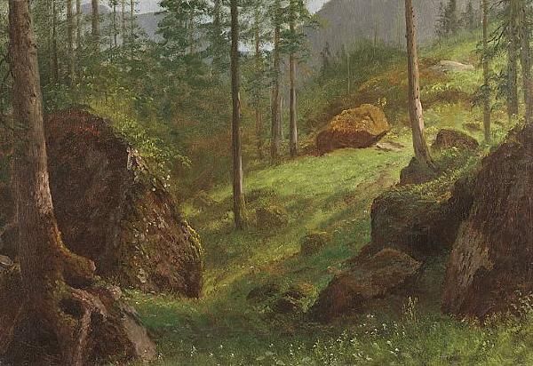 Albert Bierstadt Wooded Hillside china oil painting image